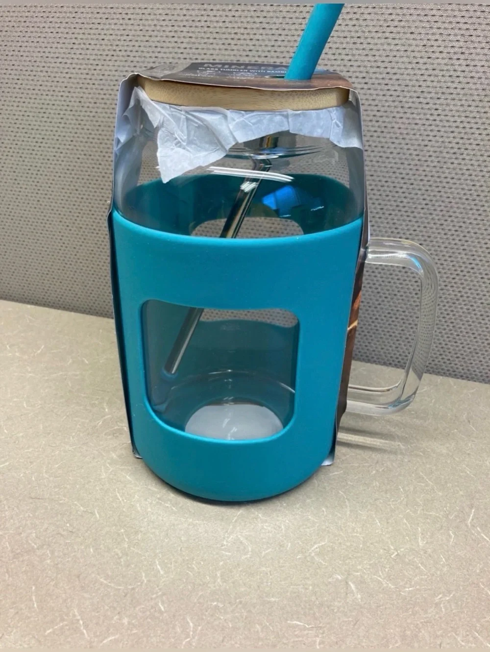 Hydragear Glass Tumbler with Bamboo Lid in Teal—50 oz